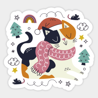 Meowy Christmas Cat Sticker